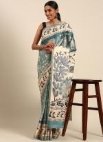 Cotton Sky Blue Casual Wear Weaving  Saree